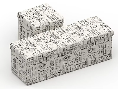 Ceramic Storage Containers With Newspaper Print Pattern For Home Decor 3d model
