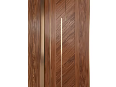 Elegant Modern Wooden Wall Hanging With Gold Metal Strips And Natural Wood Grain Design 3d model
