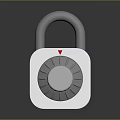 Silver Metallic Combination Padlock Featuring Circular Dial And Red Arrow Indicator 3d model
