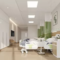 Modern Hospital Ward Interior With Medical Beds White Cabinets And Green Curtains