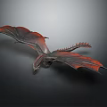 Red And Black Dragon With Spread Wings In Detailed 3D Render Design 3d model