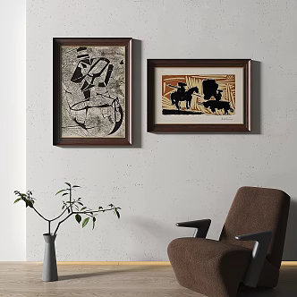 Jane European Retro Abstract Decorative Painting 3d model