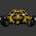 Futuristic Yellow And Black Spaceship 3D Model For Space Exploration With Technical Components 3d model
