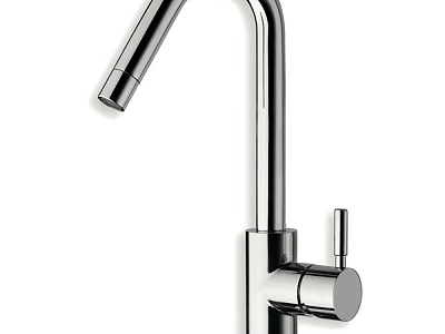 Modern Sleek Chrome Kitchen Faucet With High Neck Design And Single Handle 3d model
