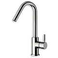 Modern Sleek Chrome Kitchen Faucet With High Neck Design And Single Handle