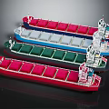 Colorful Cargo Ships As Water Transport With Various Hues And Cargo Holds