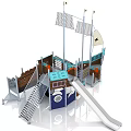 Pirate Ship Themed Playground Equipment with Climbing Net Slide Sails and Wooden Structure