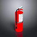 Red Dry Powder Fire Extinguisher With Handle And Safety Label For Home Use