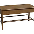 Simple Modern Brown Wooden Desk Featuring Single Drawer And Sturdy Legs