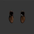 Brown Leather Boots With Black Straps And Buckle Design Vintage Style