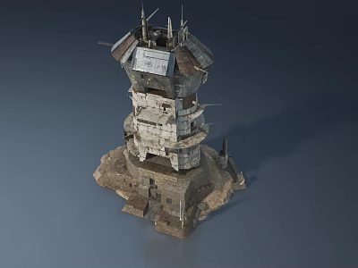 Ancient Stone Swing Door Design For Fortress Tower With Metal Details And Classic Structure 3d model