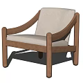 Minimalist Light Colored Upholstered Accent Chair With Wooden Frame And Armrests