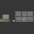 Rusted Metal Scene Components With Various Boxes Lids And Trailer For Industrial Design