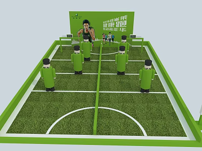 Fun Playground Equipment with Green Football Field Human Shaped Standees and Lawn Design 3d model