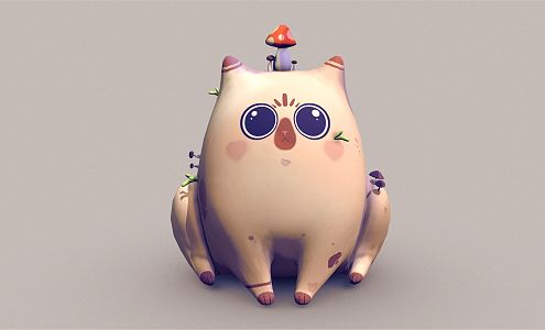 Modern game character cartoon cat plant cat 3d model