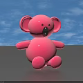 Cute Pink Koala Doll with Big Ears and Black Nose Sitting on Gray Surface