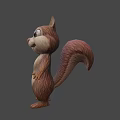 Cute 3D Cartoon Squirrel Character Standing With Big Eyes And Brown Fur