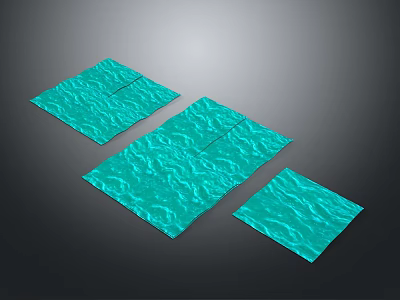 Teal Square Objects With Wavy Natural Texture On Gray Background 3d model
