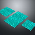 Teal Square Objects With Wavy Natural Texture On Gray Background 3d model