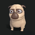 Cute 3D Cartoon Pug Toy With Big Eyes Beige Brown Color Design