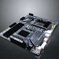 Advanced Computer Motherboard Featuring CPU Socket RAM Slots And PCIe Connectors 3d model