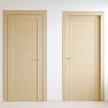 Light Wood Hinged Doors With Simple Design On White Wall Background 3d model