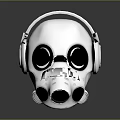 Tactical Weapon Gas Mask With Silver Metallic Finish Round Lenses And Headphone Style