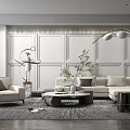 Modern Sofa Coffee Table Combination Multiplayer Sofa Floor Lamp 3d model