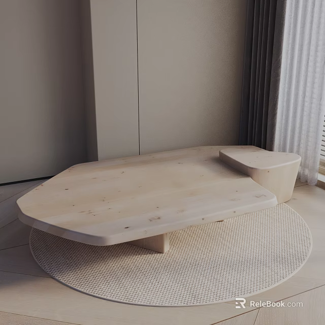 Elegant Modern Sofa Coffee Table Set With Wooden Tabletop And Soft Upholstery 3d model