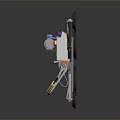 Multi Wheeled Mechanical Device With Metal Frame Orange Components And Gray Wheel Structure