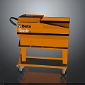 Beta Tank Orange Tool Cart With Wheels And Multiple Shelves Design 3d model