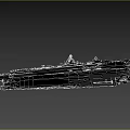 Detailed Aircraft Carrier Model With Gray Deck Red Bottom Island And Runway