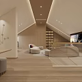 Modern Home Theater With Cozy Curved Sofas And Recessed Lighting