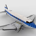 Building Blocks Vintage Airplane Model With Blue White Gray Design Propellers And Wings