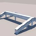 Modern Architectural Bridge Structure With Glass Facade And Connected Stair Segments 3d model