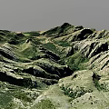 Scenic Mountain Landscape With Rolling Peaks Rocky Surfaces And Green Vegetation