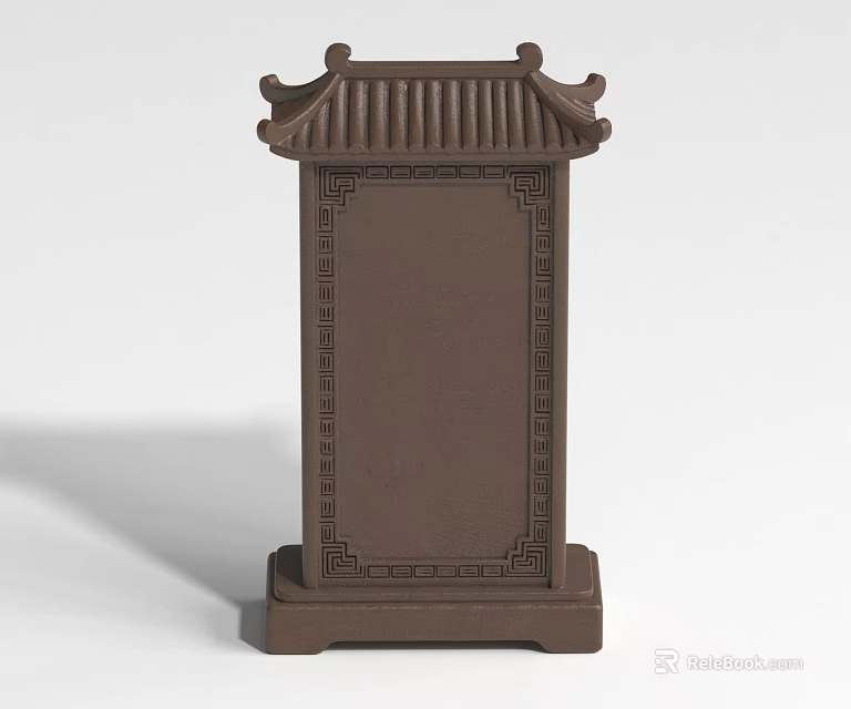 Chinese Traditional Furniture With Carved Border And Pagoda Roof Design 3d model 