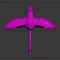 Pink Flamingo With Spread Wings Bowing Head And Reflection On Dark Surface 3d model