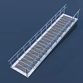 Industrial Metal Walkway Platform With Grated Surface And Safety Railings