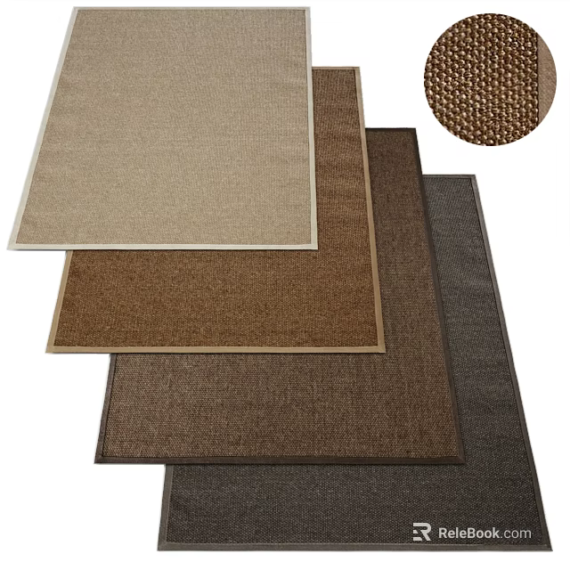 Woven Square Rugs In Neutral Tones For Living Room Decor With Soft Texture 3d model 