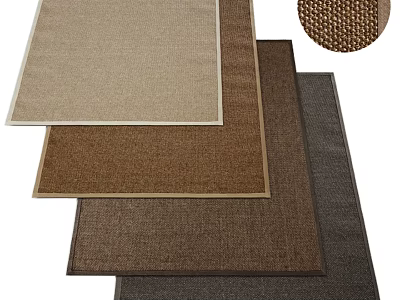 Woven Square Rugs In Neutral Tones For Living Room Decor With Soft Texture 3d model