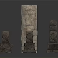 Ancient Stone Columns And Blocks In Various Shapes And Sizes 3d model