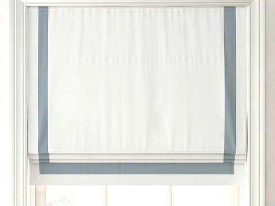 White Roman Shades With Gray Trim Modern Light Filtering Window Covering 3d model