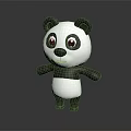 Cute Black And White Panda Doll With Big Eyes In Cartoon Standing Pose