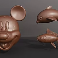 Artistic Carved Animal Sculptures Featuring Mickey Mouse Head Dolphin And Fish