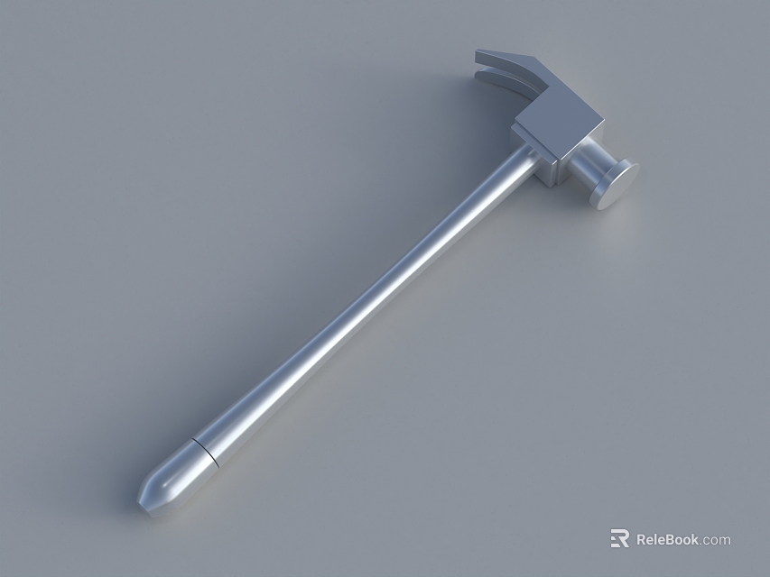 Silver Sleek Claw Hammer A Practical Hardware Tool With Metal Handle For Repair Work 3d model 