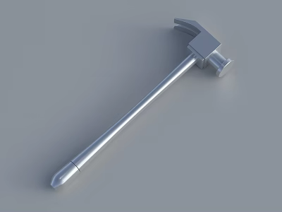 Silver Sleek Claw Hammer A Practical Hardware Tool With Metal Handle For Repair Work 3d model