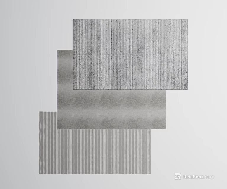 Square Rugs With Modern Gray Striped Texture And Soft Material Design 3d model