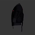 Black Military Style Jacket With Multiple Pockets Red Patch And Cuff Straps 3d model