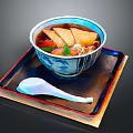Traditional Japanese Miso Soup With Tofu Vegetables In Blue White Bowl On Black Tray